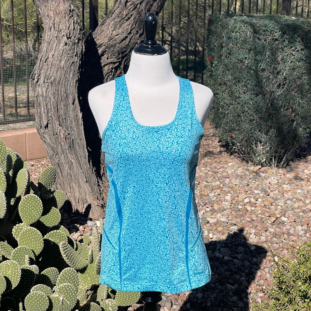 REEBOK - Light Turquoise Patterned Athletic Top